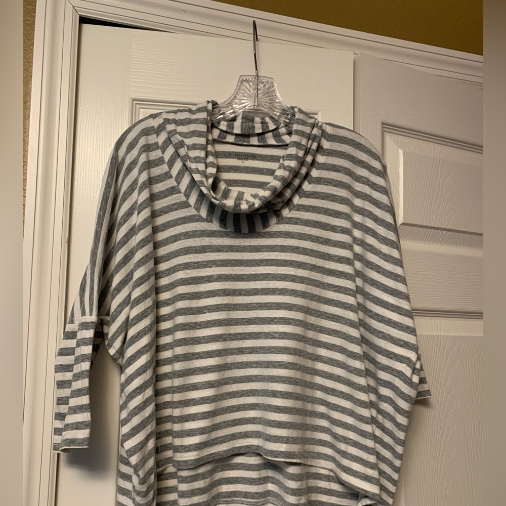 Eileen Fisher Gray and White Striped Top